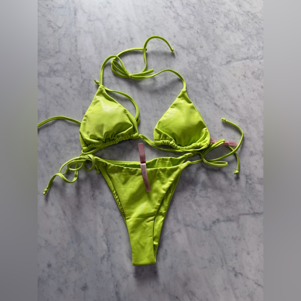 Bozzolo Neon Green Bikini Set | Triangle Top & Bottoms | Size L